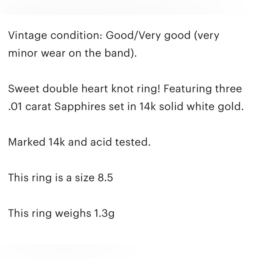 14k solid white gold filigree blue sapphire triplet double heart stateme… - Picture 9 of 9